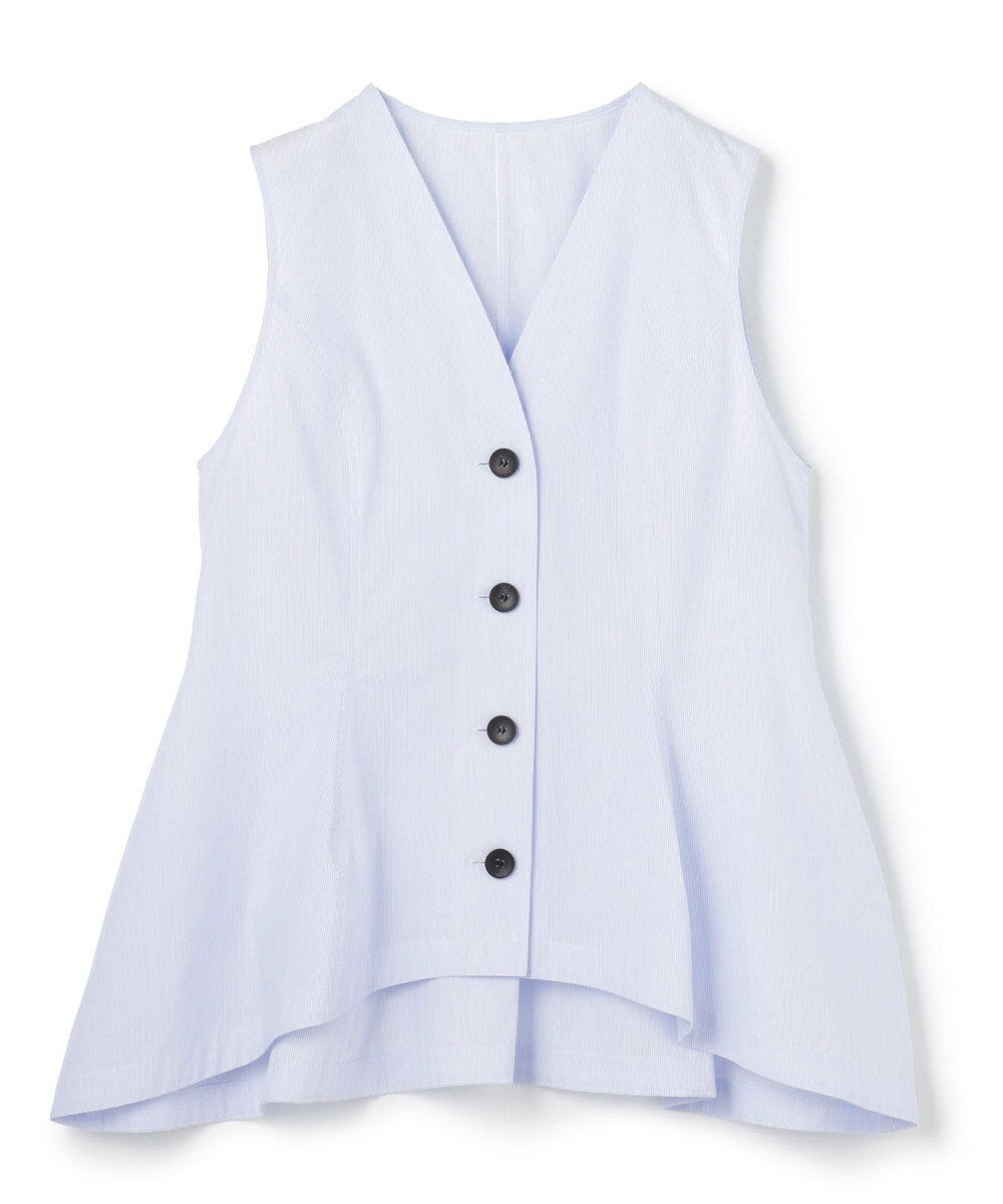 uncrave コットンクロスストライプ ペプラムジレブラウス 