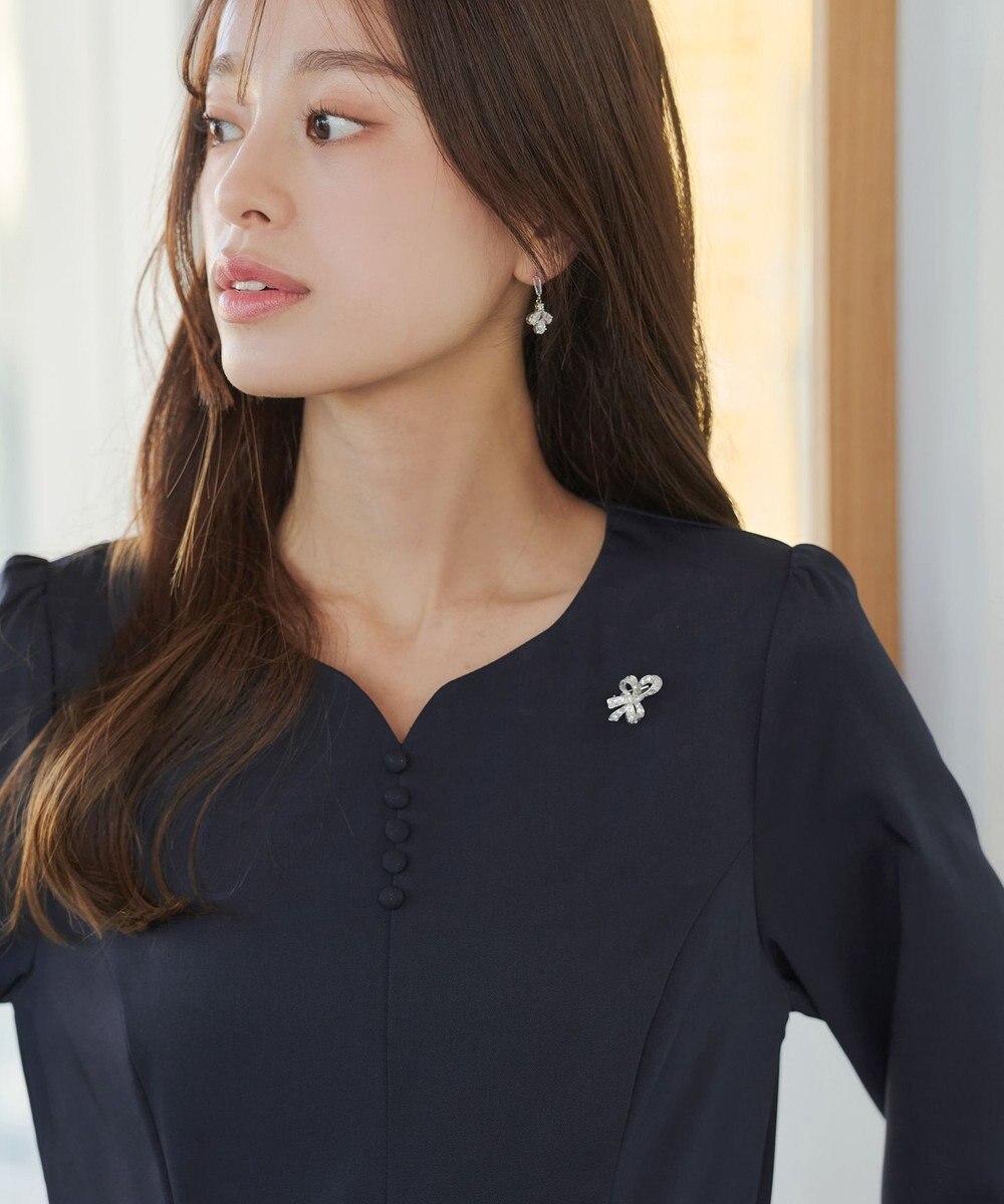 Tiaclasse 【セレモニー・洗える】ハートネックくるみ釦ワンピース 