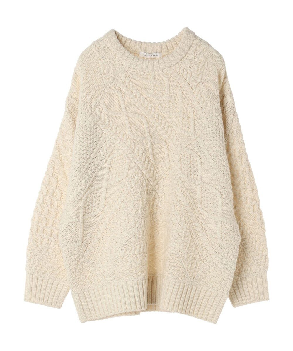 AMERICAN HOLIC パッチワークケーブルニットチュニック 