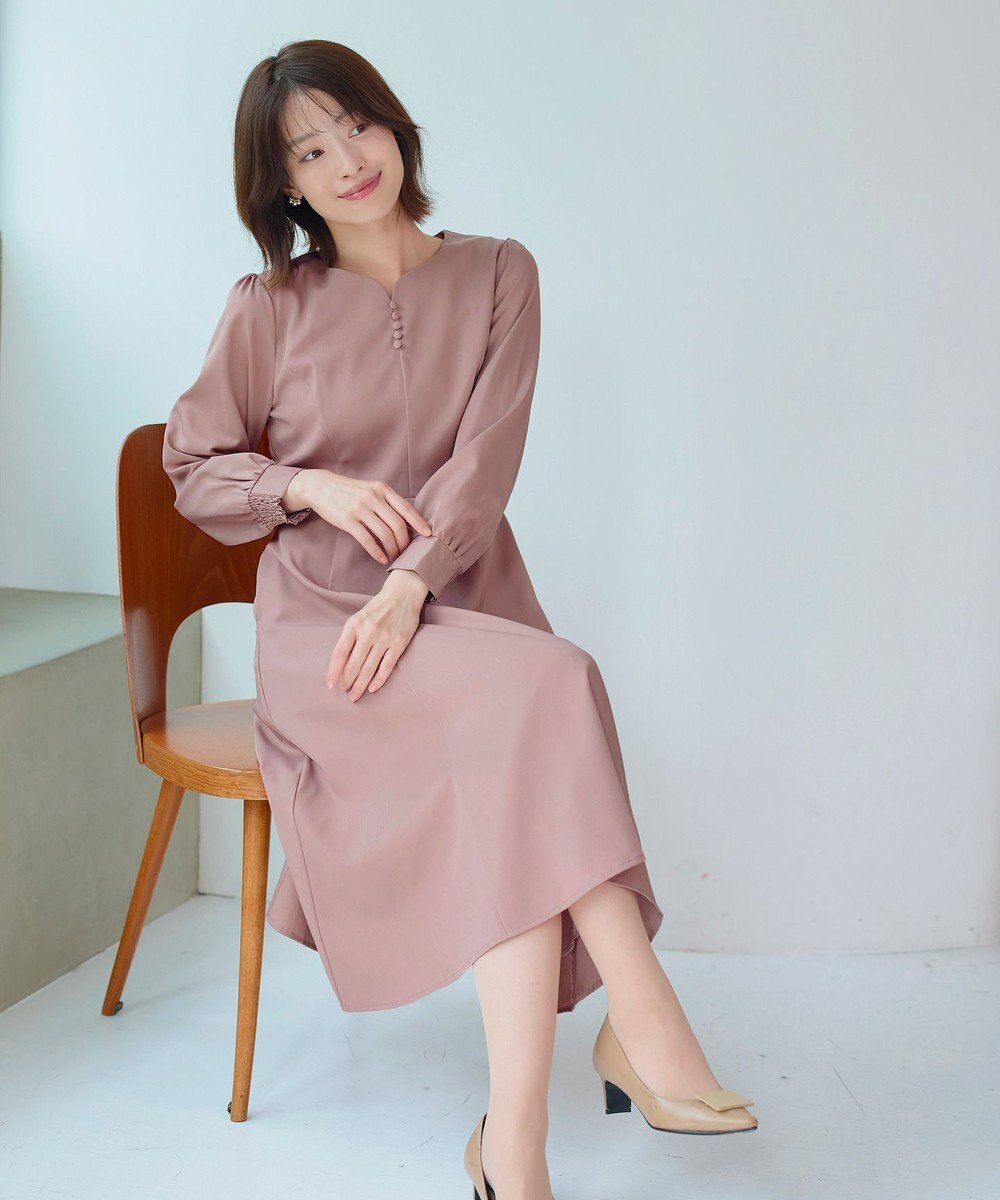 Tiaclasse 【セレモニー・洗える】ハートネックくるみ釦ワンピース 