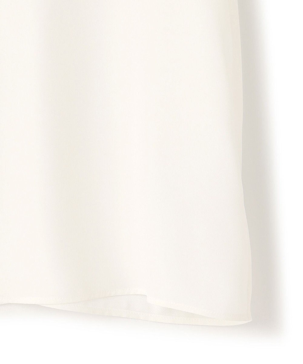 ICB 【洗える】BackSatinAmunzen 5分袖ラッフルデザインブラウス 