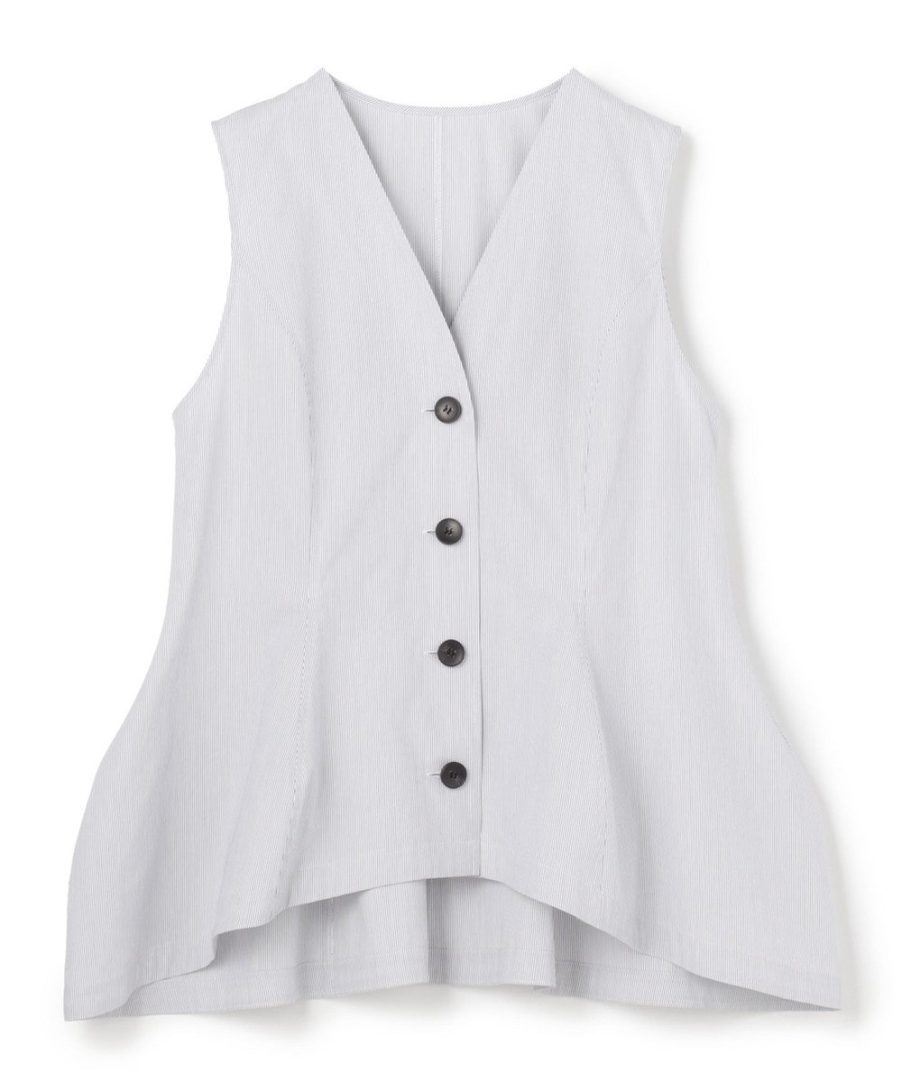 uncrave コットンクロスストライプ ペプラムジレブラウス 