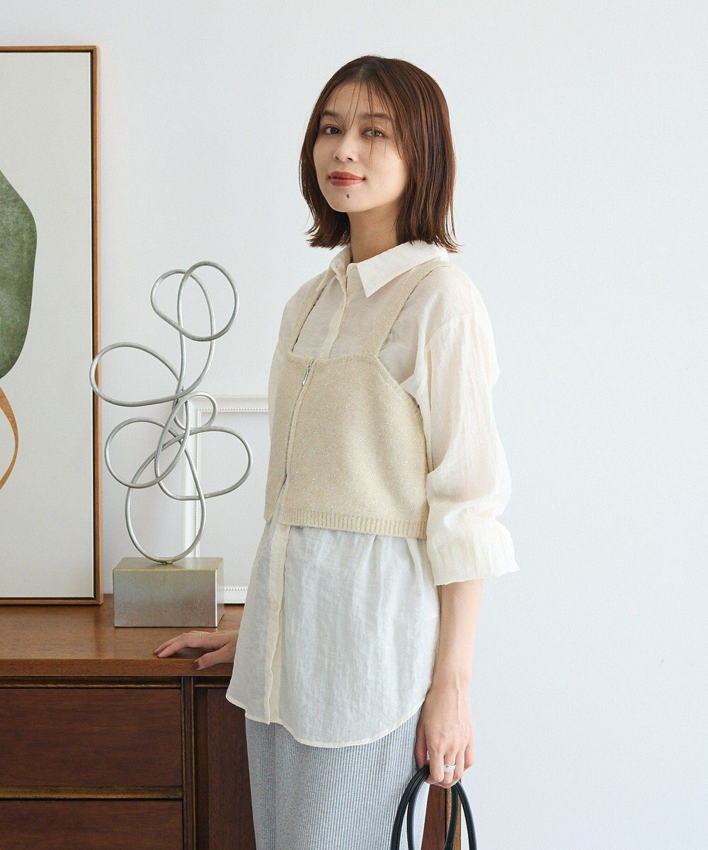 Green Parks ＳＥＴ２点ラメシャギービスチェ＋シャツ 