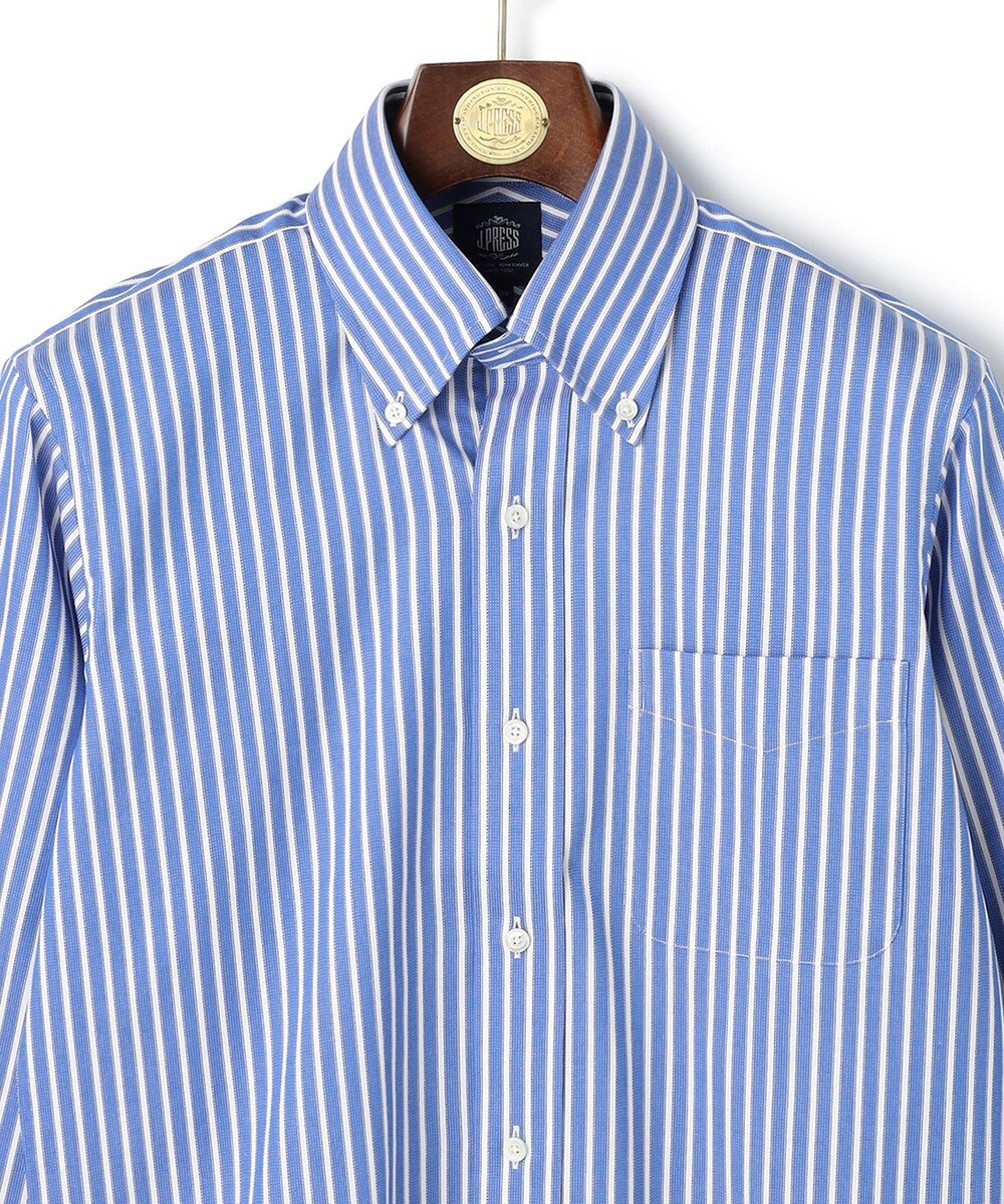 J.PRESS MEN 【PREMIUM PLEATS / 形態安定】スーピマコットンパナマストライプ シャツ / B.D. 