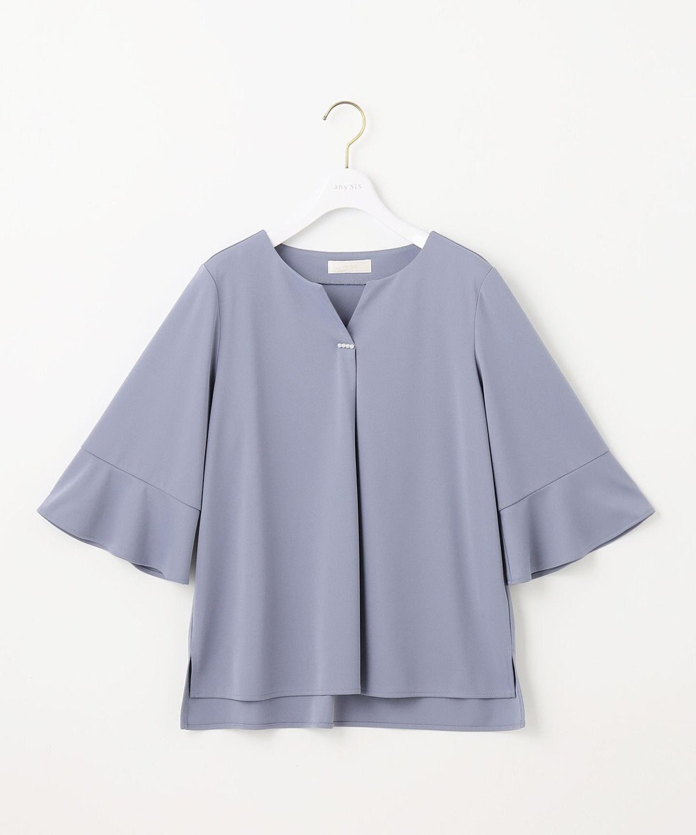 ANY SIS 【接触冷感・吸水速乾・UVケア】エアリードレープスムース 七分袖 ブラウス 