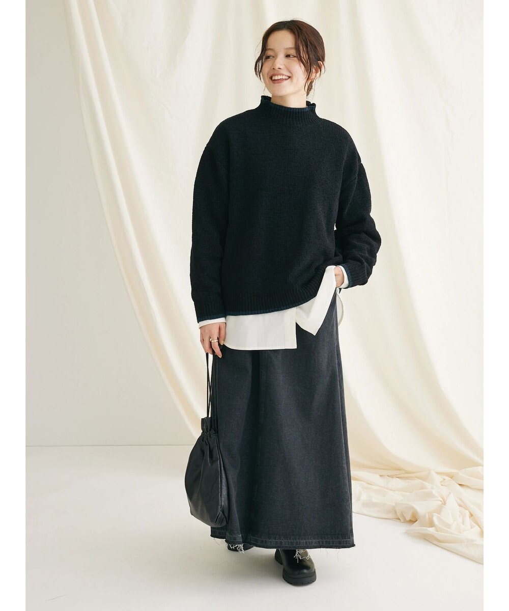 CRAFT STANDARD BOUTIQUE 洗えるモールニット配色プルオーバー 