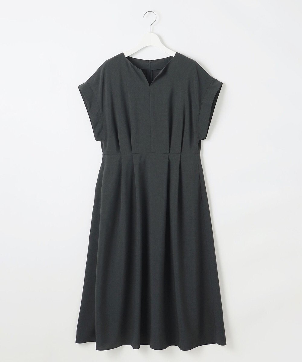 自由区 L 【17号サイズまで展開・カタログ掲載・UVカット・洗える】ウーステッドライク ワンピース 