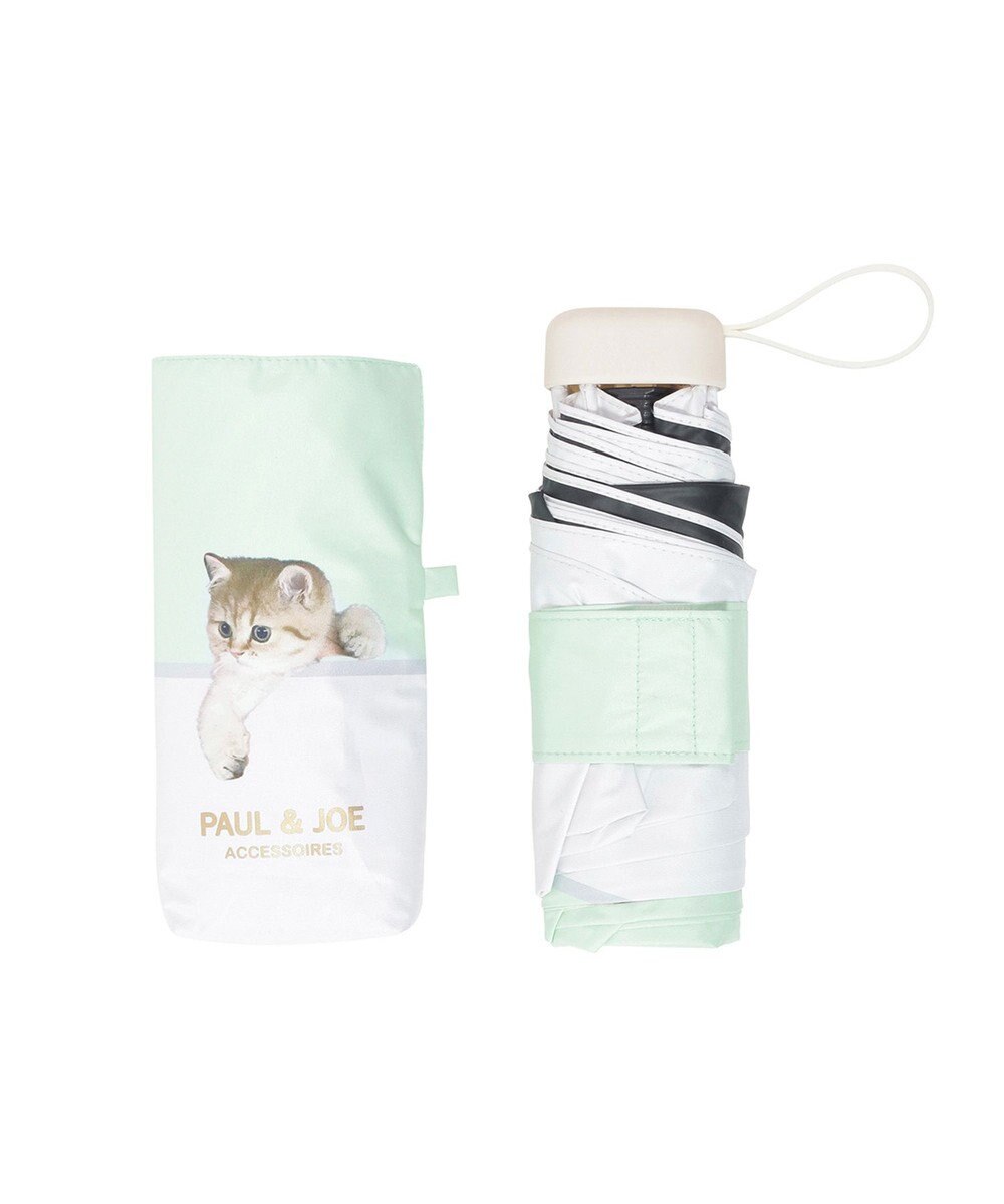 MOONBAT 【 遮光率100％/遮熱/UV/コンパクト】PAUL&JOE ACCESSOIRES(ポール&ジョー) 晴雨兼用日傘 スウィングヌネット ネコ 5段折りたたみ傘 