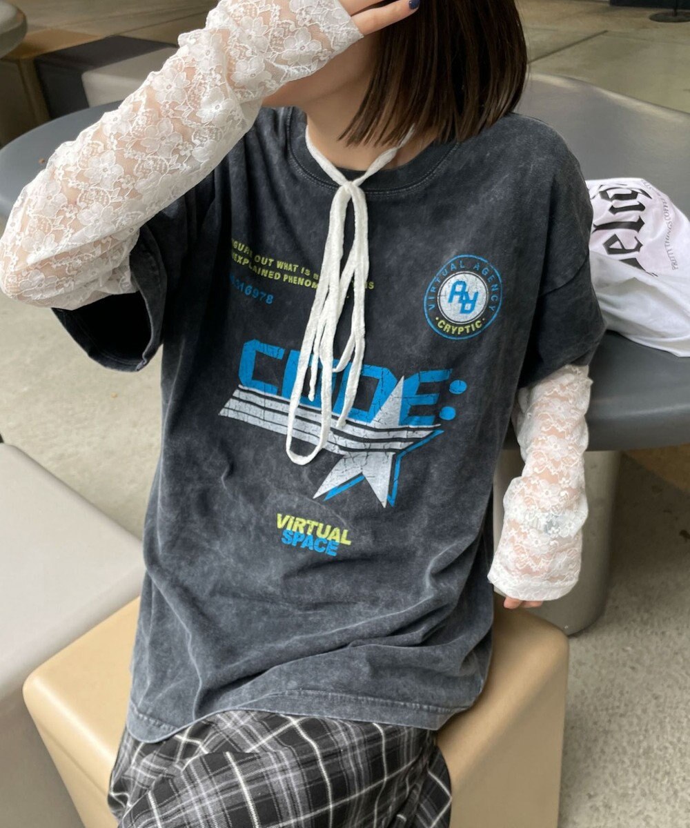 WEGO 【綿100%】ヴィンテージウォッシュグラフィックTシャツ 