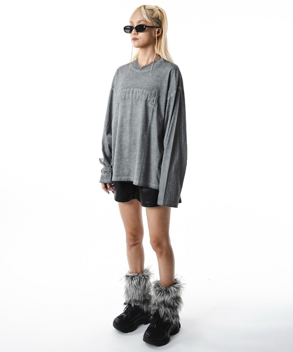 WEGO 【ユニセックス着用ITEM/MLサイズ展開】コールドダイダメージアップリケT（LS） 