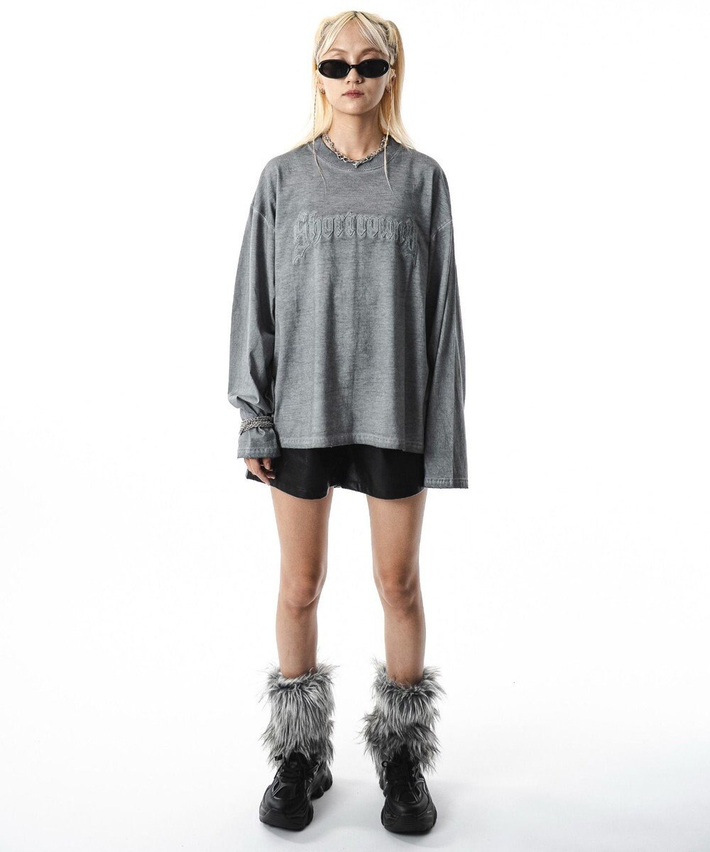 WEGO 【ユニセックス着用ITEM/MLサイズ展開】コールドダイダメージアップリケT（LS） 