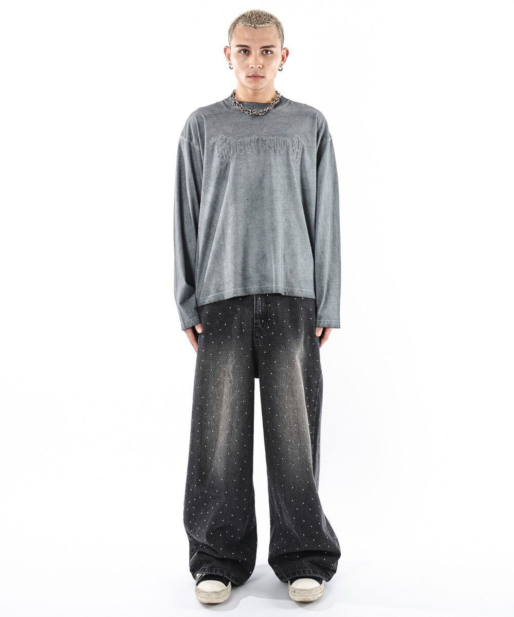 WEGO 【ユニセックス着用ITEM/MLサイズ展開】コールドダイダメージアップリケT（LS） 