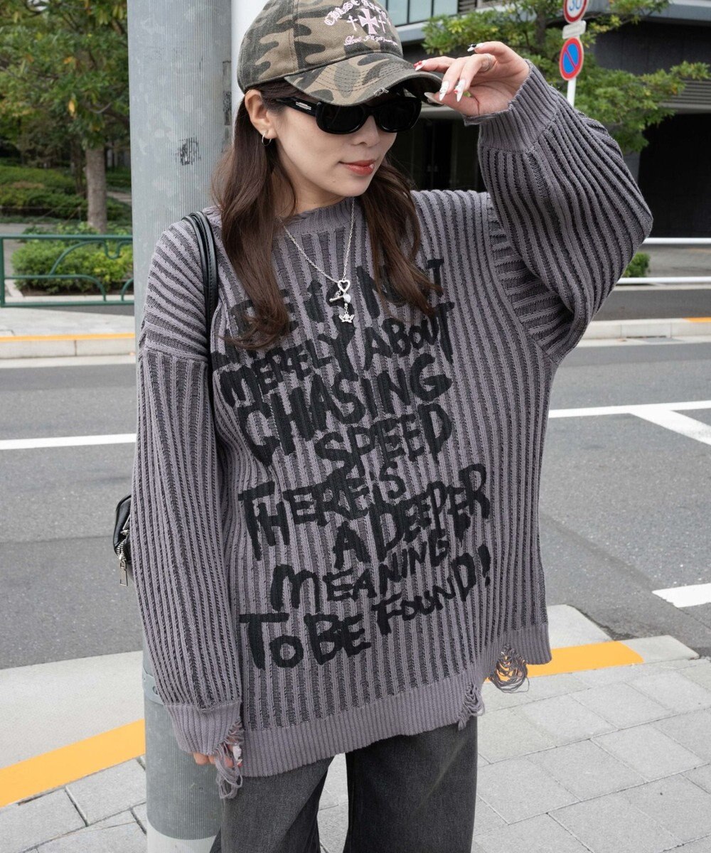 WEGO クラッシュリブBIGニットプルオーバー 