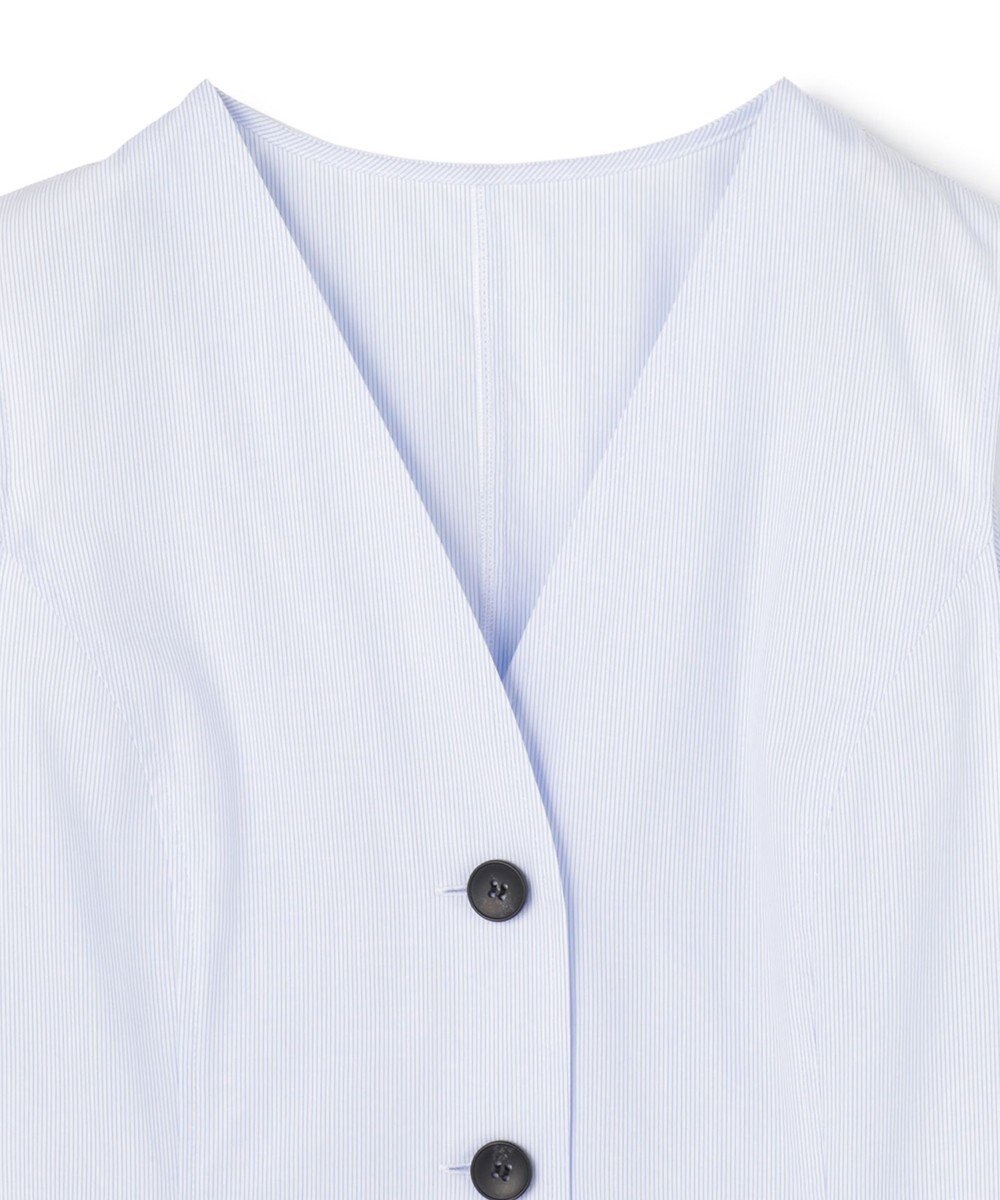 uncrave コットンクロスストライプ ペプラムジレブラウス 