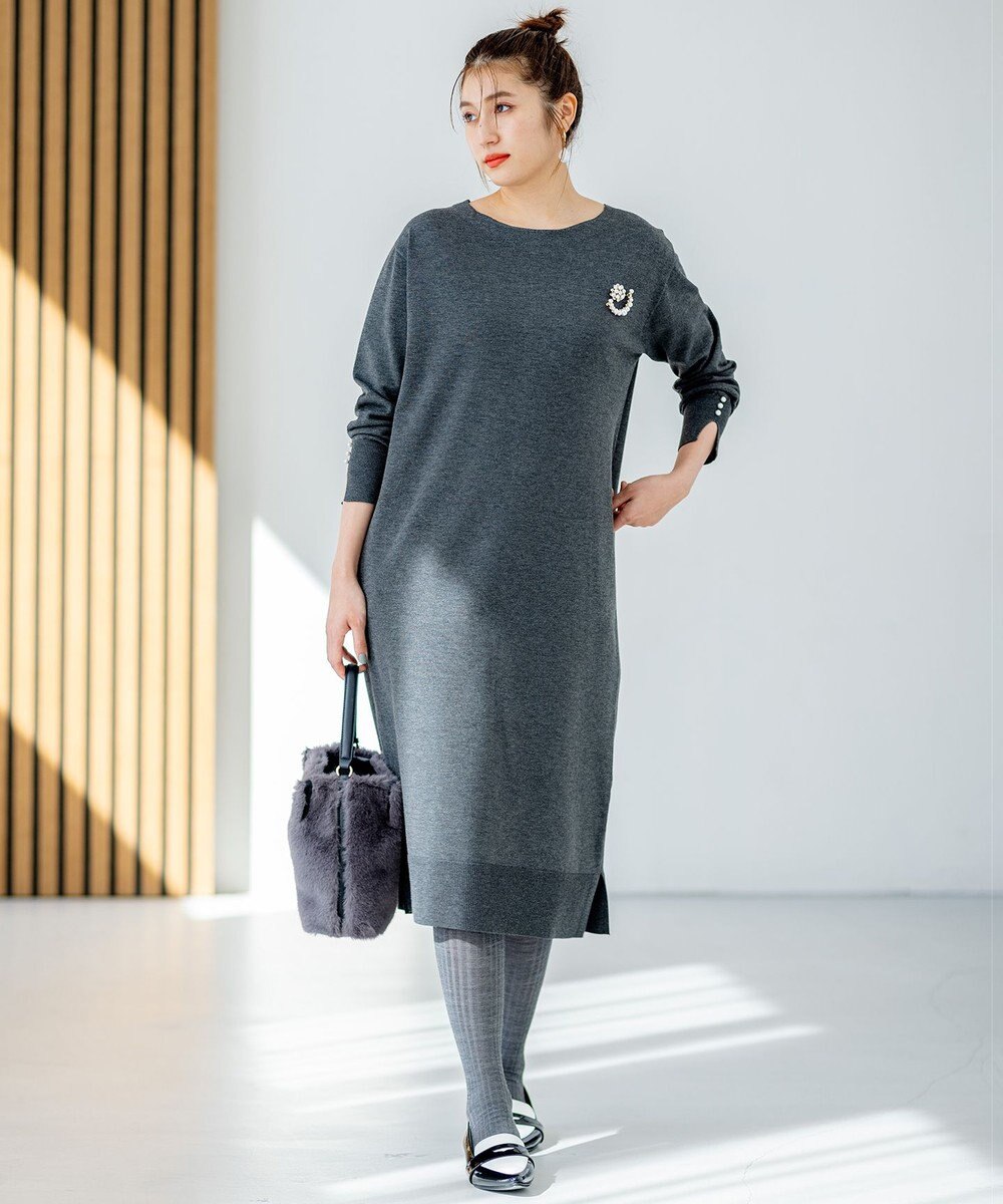 組曲 L 【WEB限定】コクーンシルエット ニットワンピース 