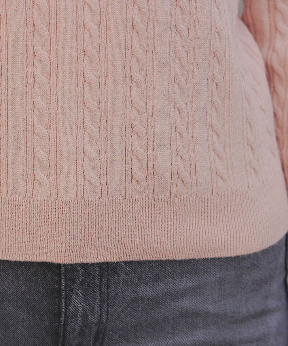 Tiaclasse L 【洗える】肩ボタンケーブルニットトップス 