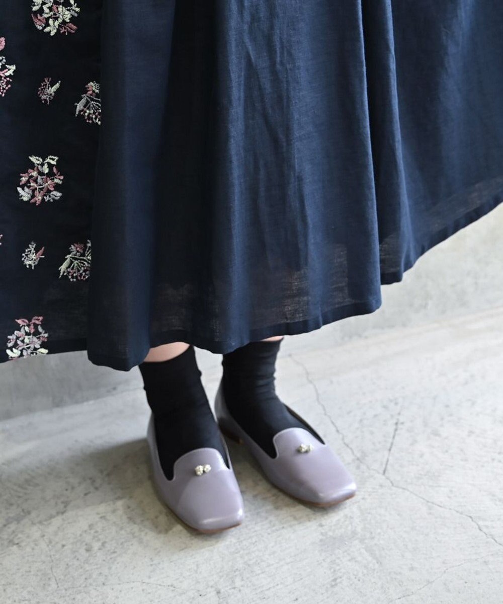 muuc ビーズモチーフのスクエアシューズ 