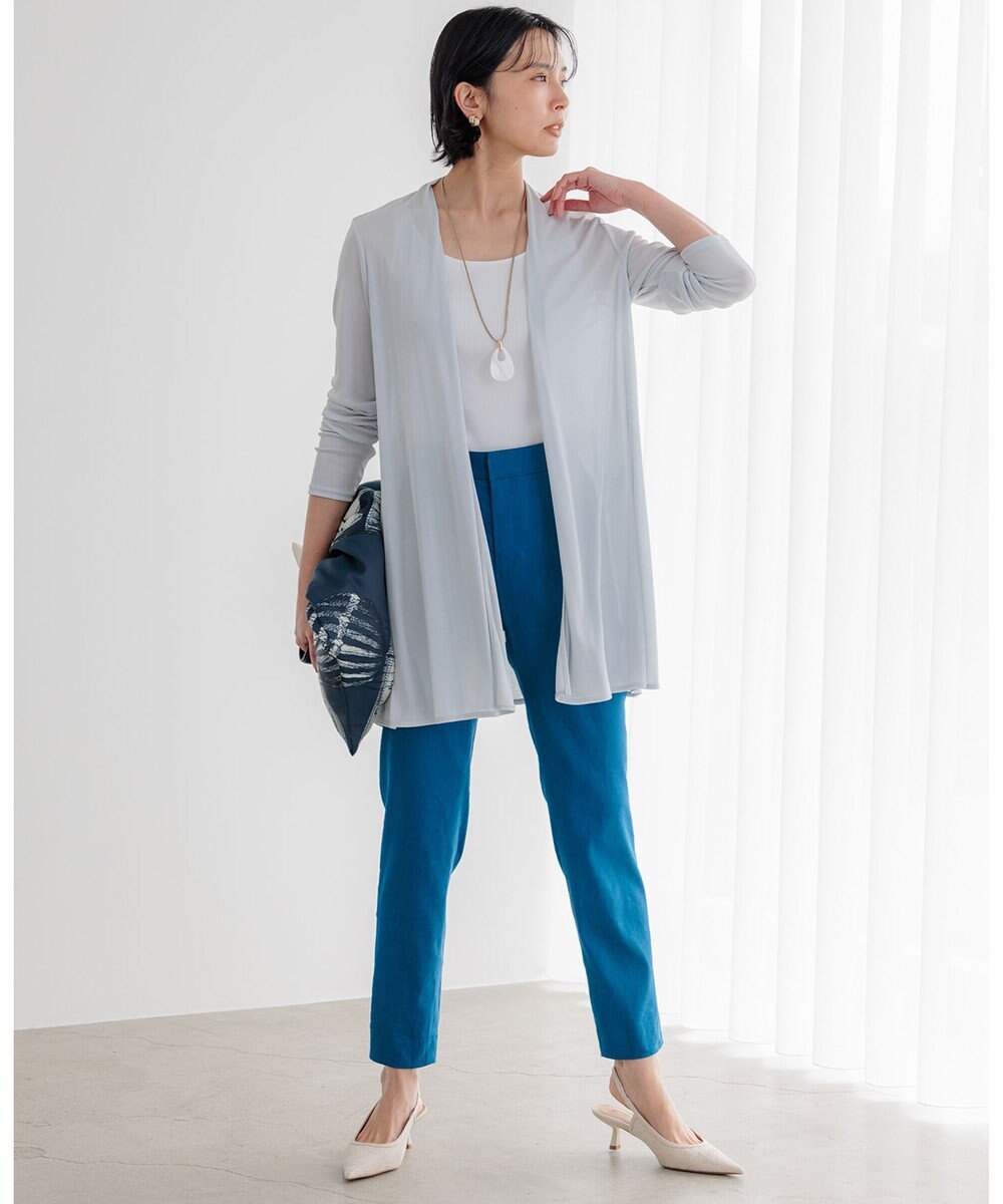 23区 L 【洗える】リネンレーヨンストレッチ テーパードパンツ 