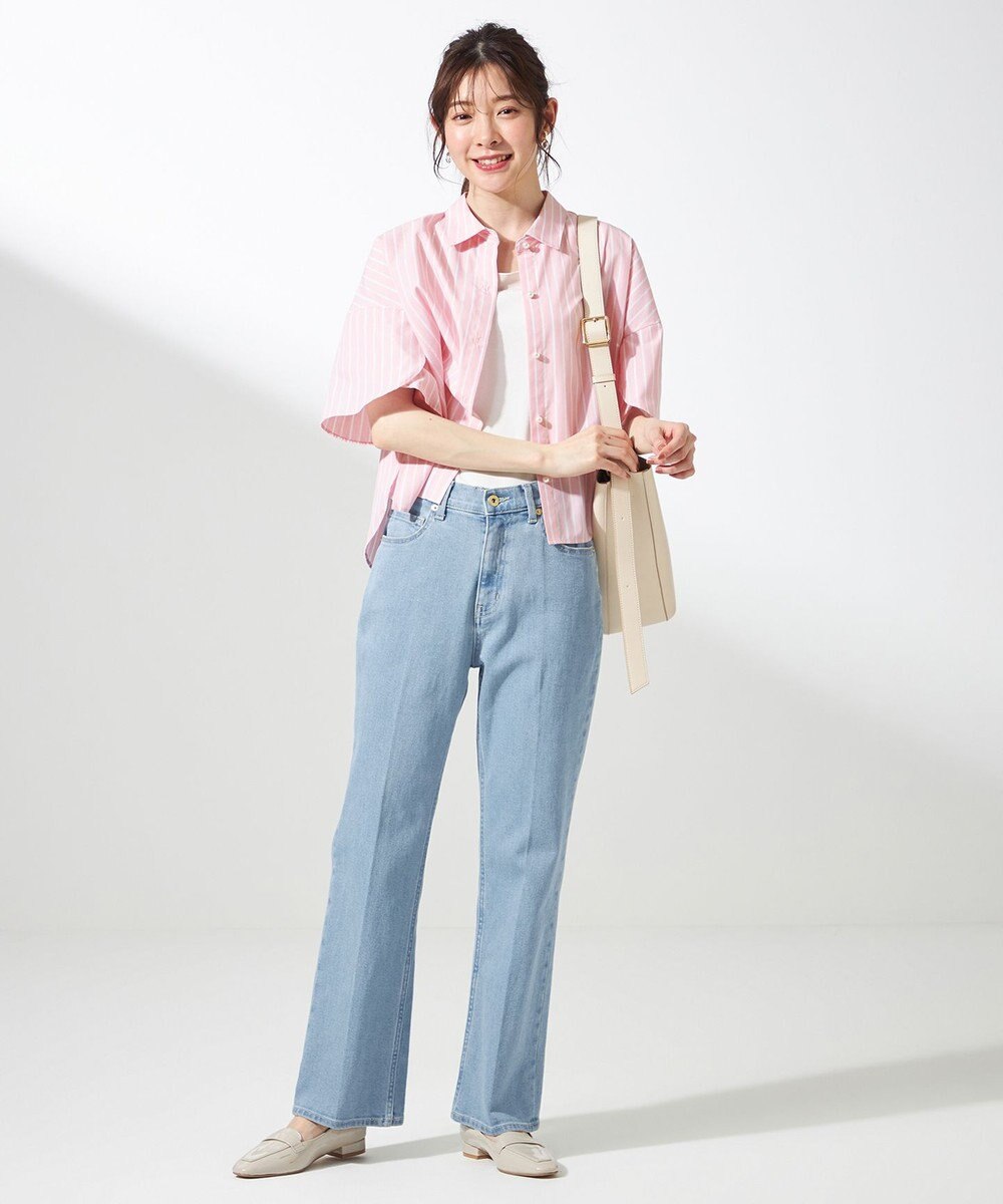 ANY SIS L 【美Denimシリーズ】センタープレスセミフレア デニム 