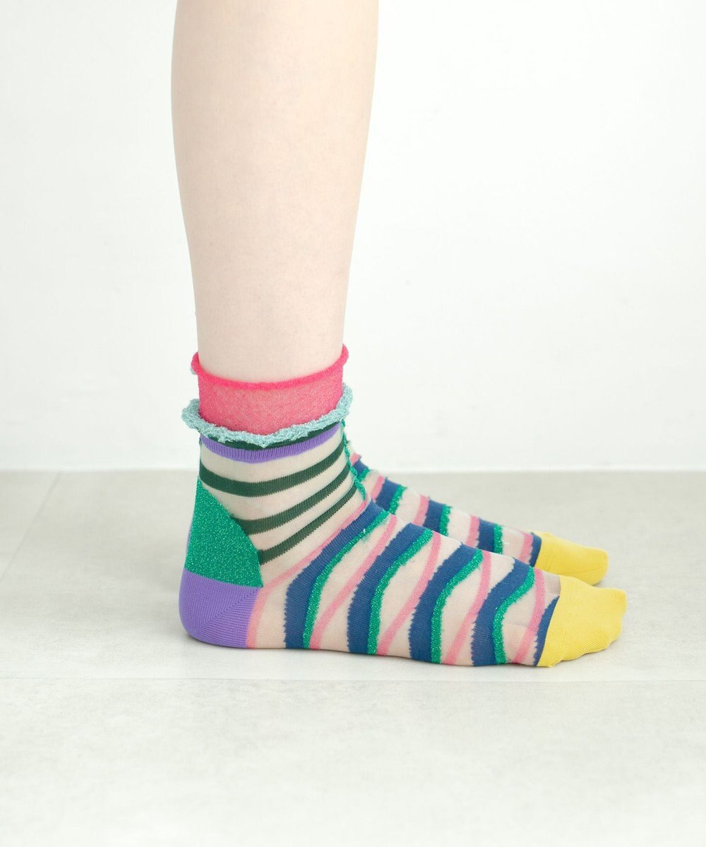 COQ WAVE ECHO シアーボーダーソックス 