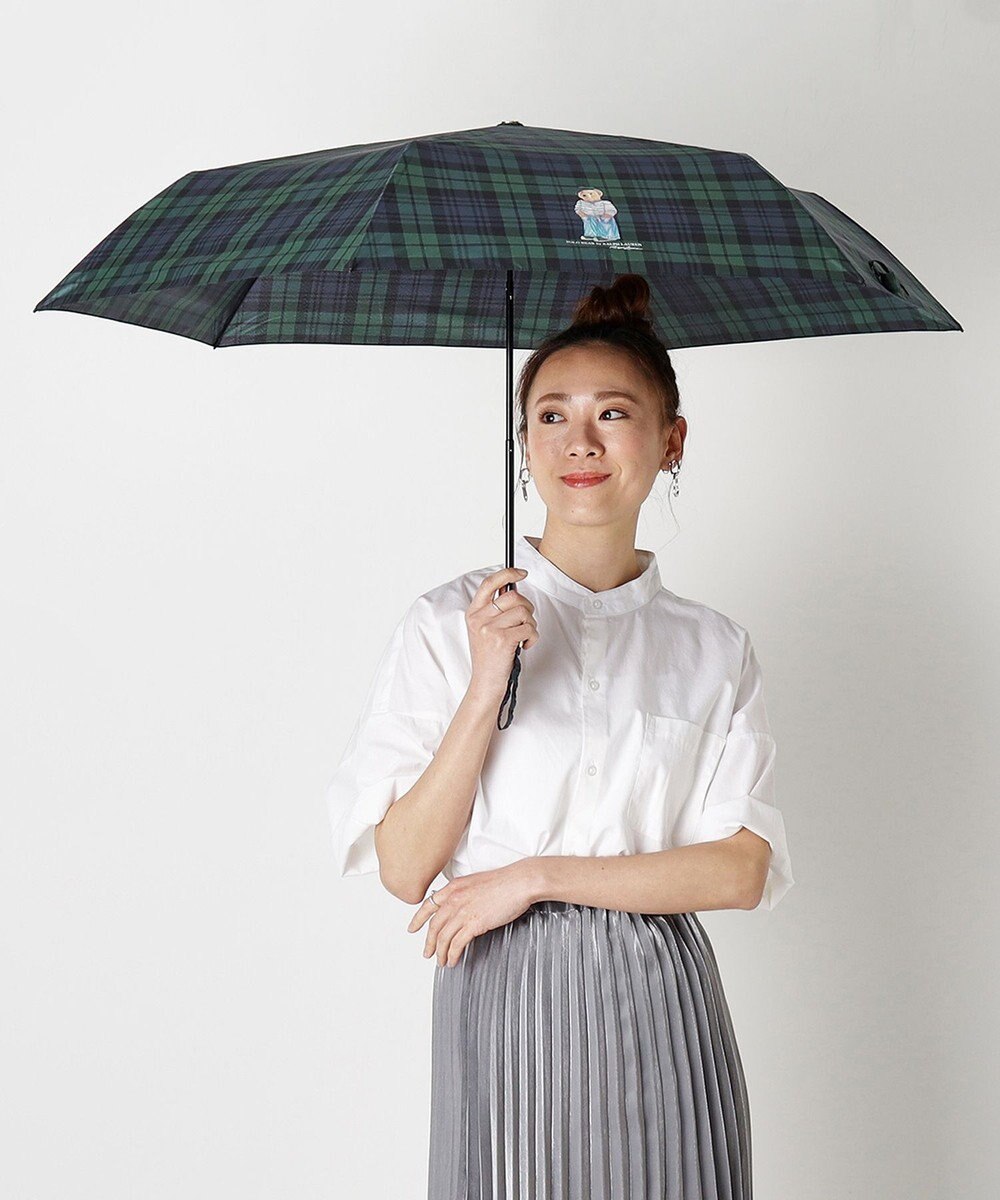 MOONBAT POLO RALPH LAUREN（ポロ ラルフローレン)フレンチベア×チェック 雨傘 折りたたみ傘 