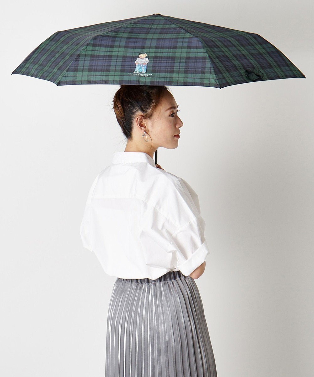 MOONBAT POLO RALPH LAUREN（ポロ ラルフローレン)フレンチベア×チェック 雨傘 折りたたみ傘 