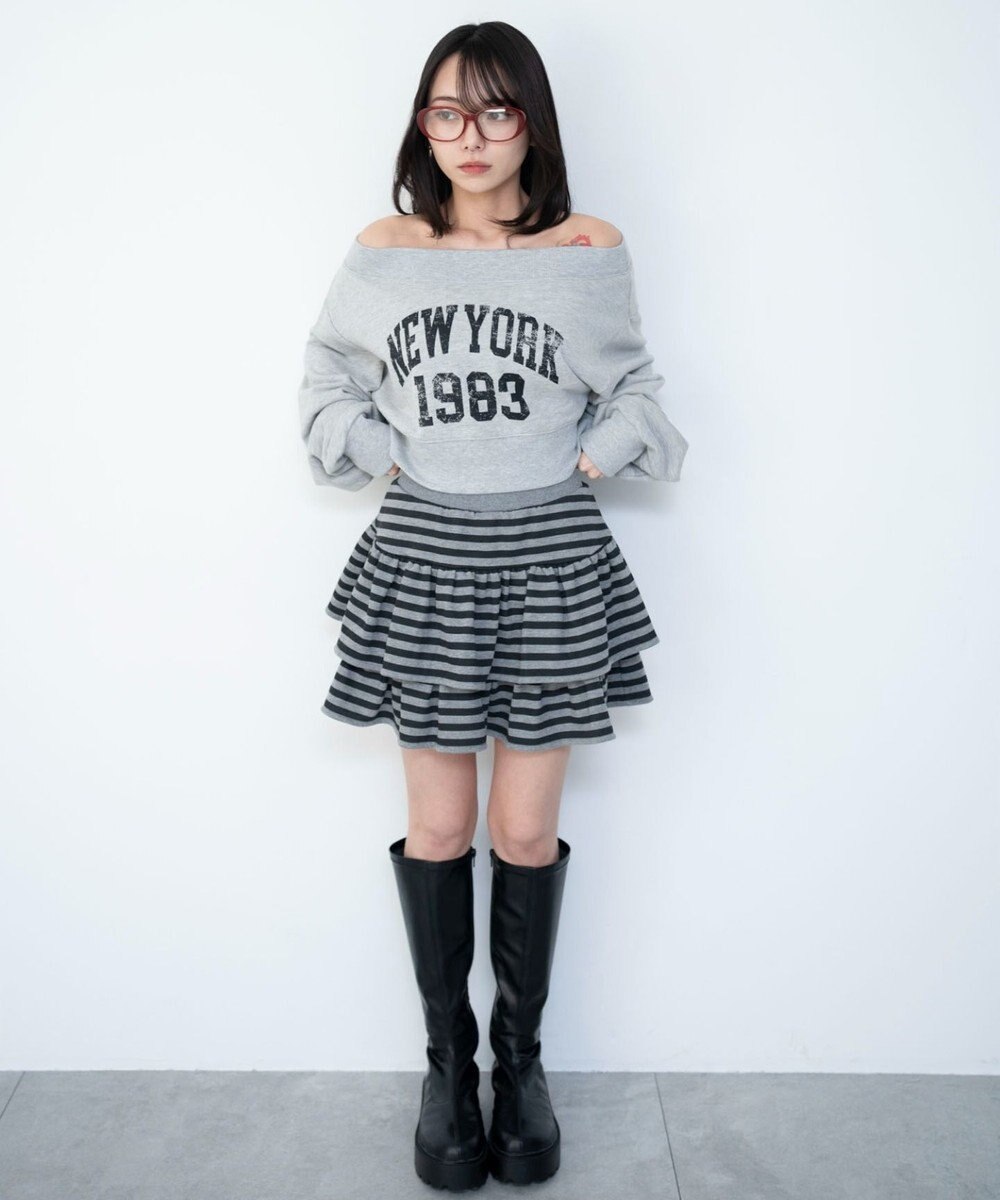 WEGO グラフィックオフショルショートスウェット 