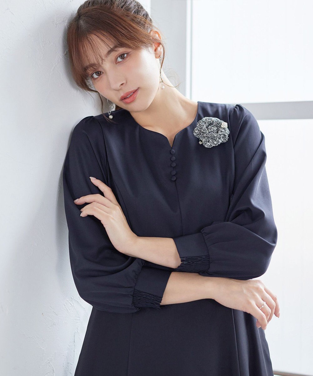 Tiaclasse 【セレモニー・XSサイズ追加・新色追加】ハートネックくるみ釦ワンピース 