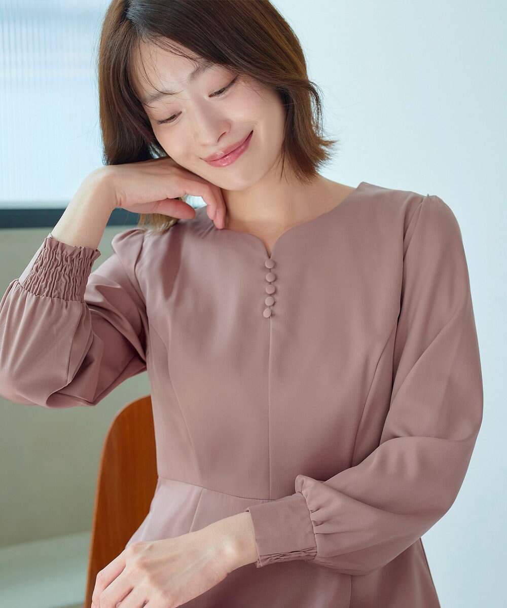 Tiaclasse 【セレモニー・XSサイズ追加・新色追加】ハートネックくるみ釦ワンピース 