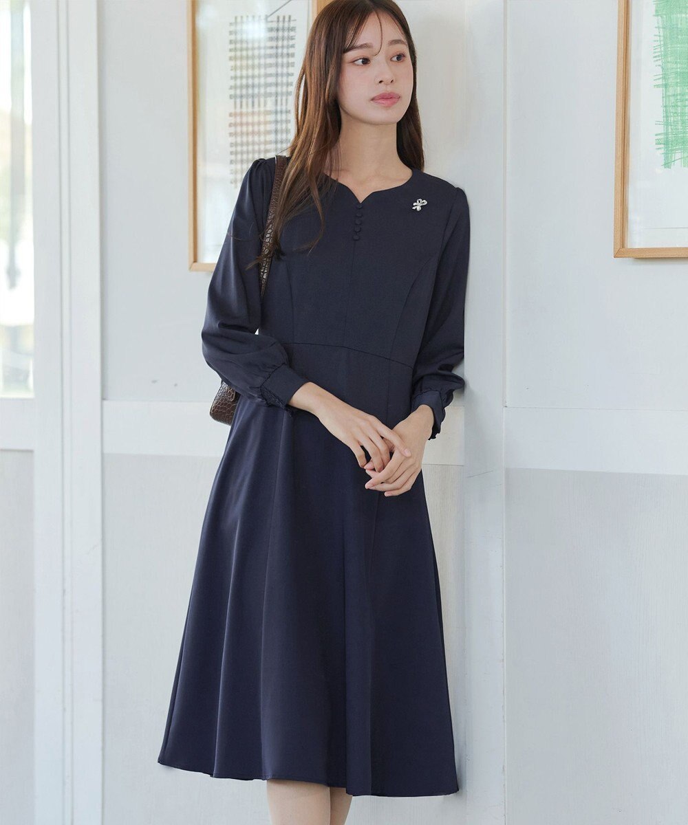 Tiaclasse 【セレモニー・XSサイズ追加・新色追加】ハートネックくるみ釦ワンピース 