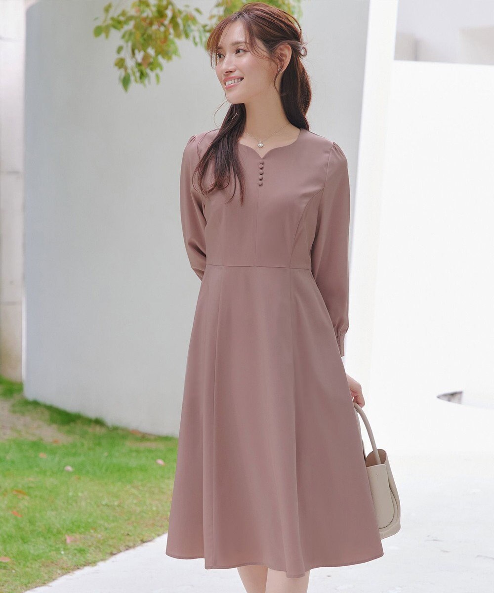 Tiaclasse 【セレモニー・XSサイズ追加・新色追加】ハートネックくるみ釦ワンピース 