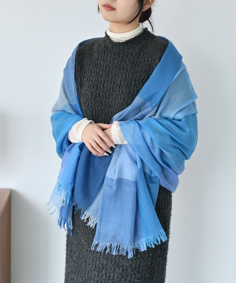 muto ブロックチェック シルクカシミヤストール 