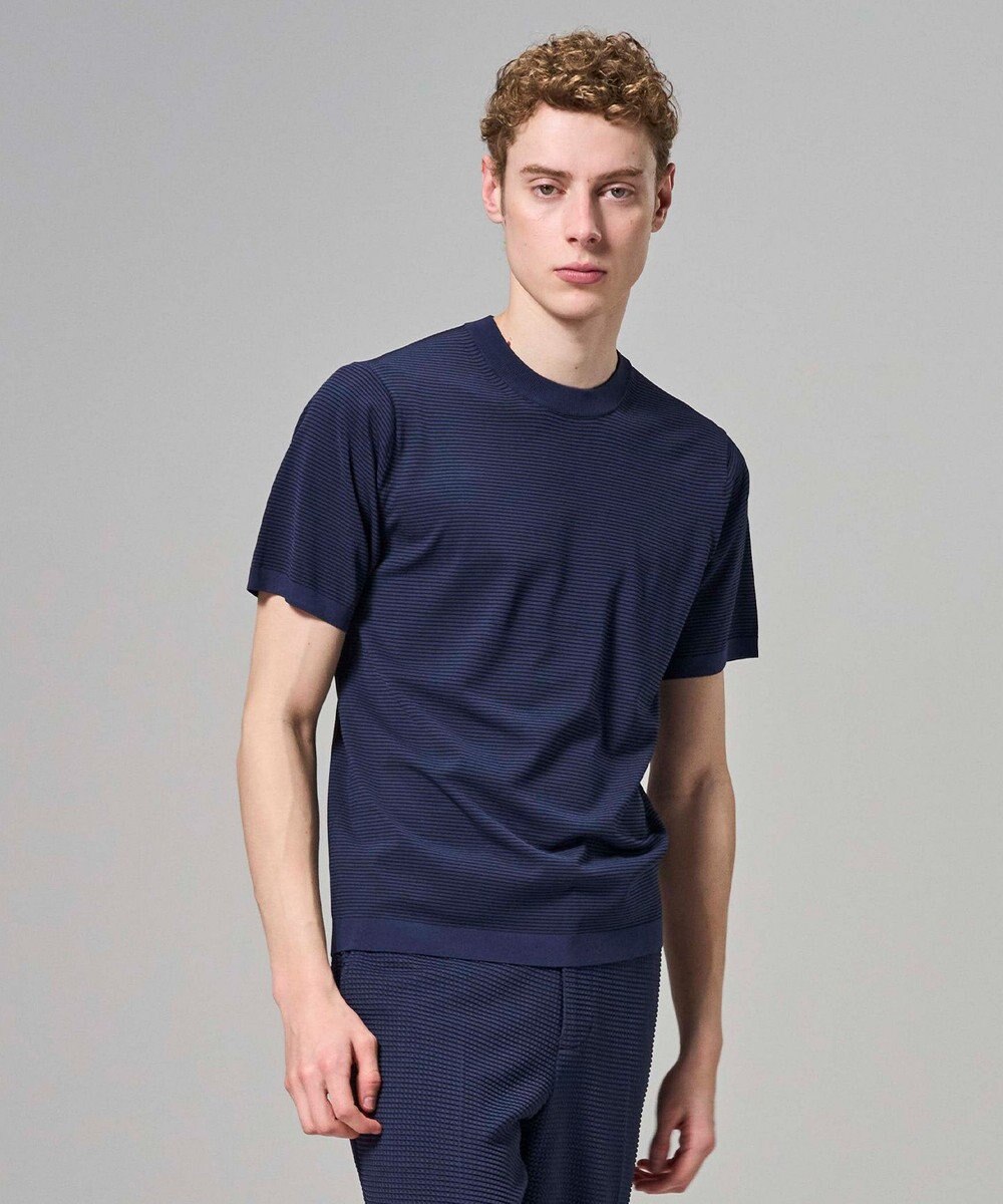 JOSEPH HOMME 【新柄】リュクスレーヨンボーダー　クルーネック半袖ニット 