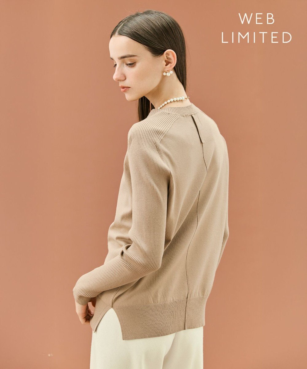 BEIGE， 【WEB限定・洗える】WILLOW / ストレッチクルーネックリブニット 