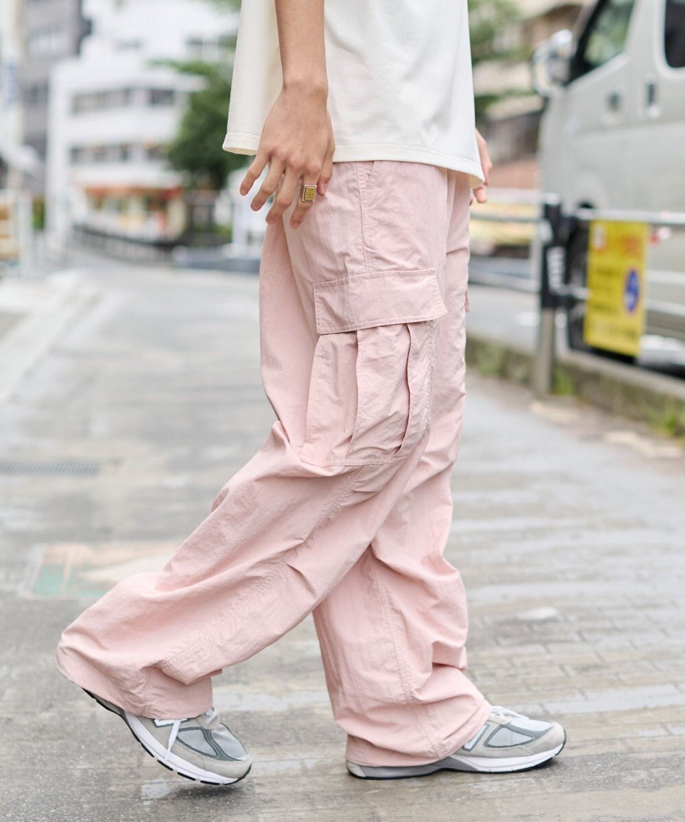 WEGO 【ウエストゴム/MLサイズ展開】ナイロンイージーカーゴパンツ 