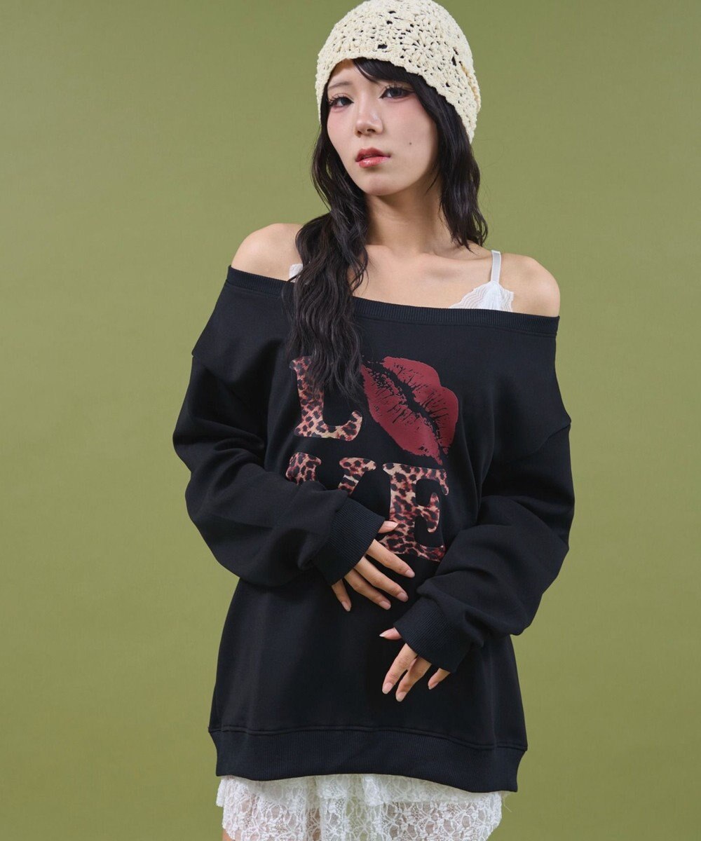 WEGO レオパードロゴオフショルSWT 