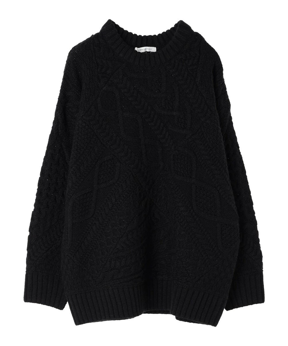 AMERICAN HOLIC パッチワークケーブルニットチュニック 