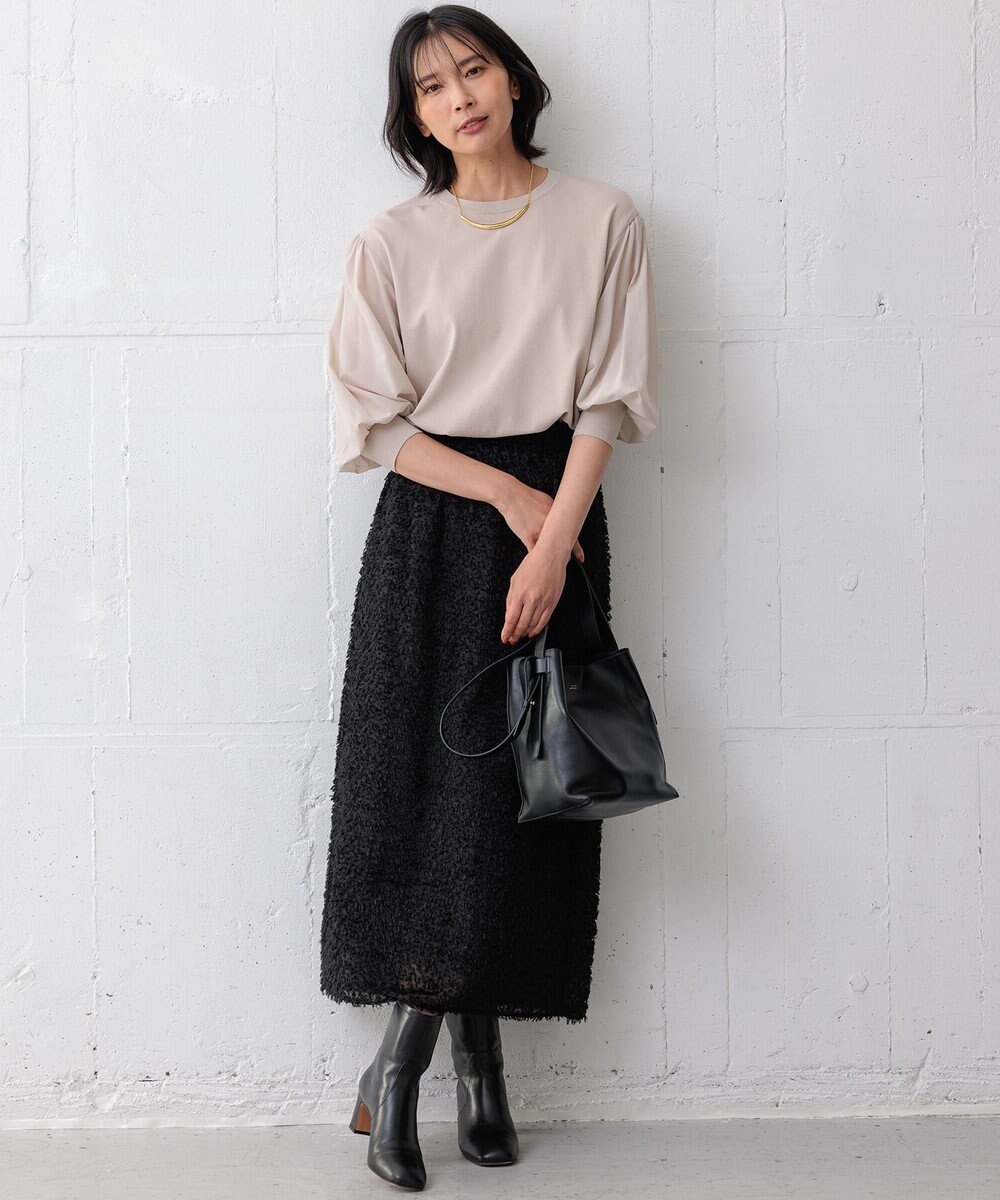 23区 S 【ご好評につきカラー追加/洗える】クロスコンビ パフスリーブ ニット 