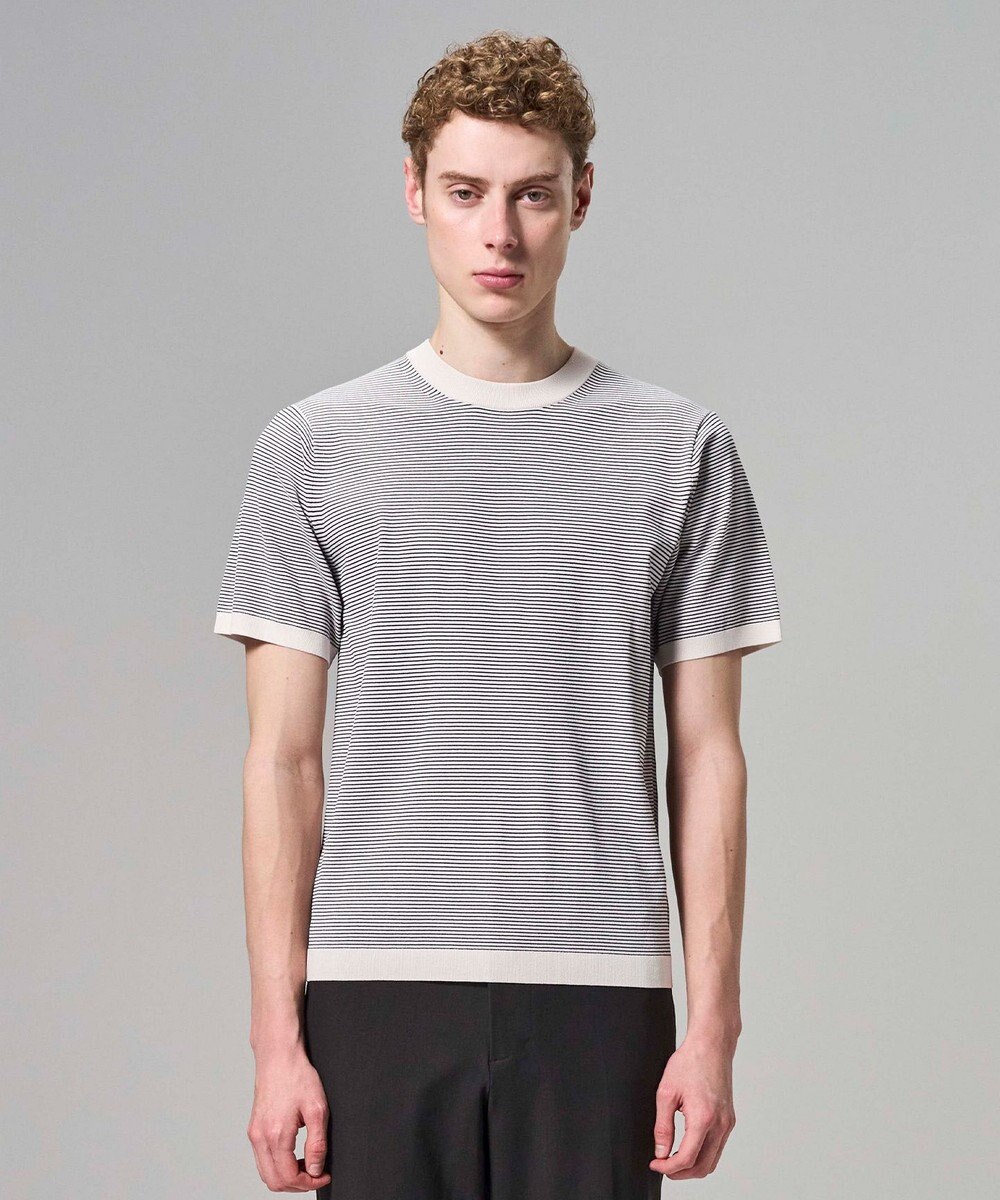 JOSEPH HOMME 【新柄】リュクスレーヨンボーダー　クルーネック半袖ニット 