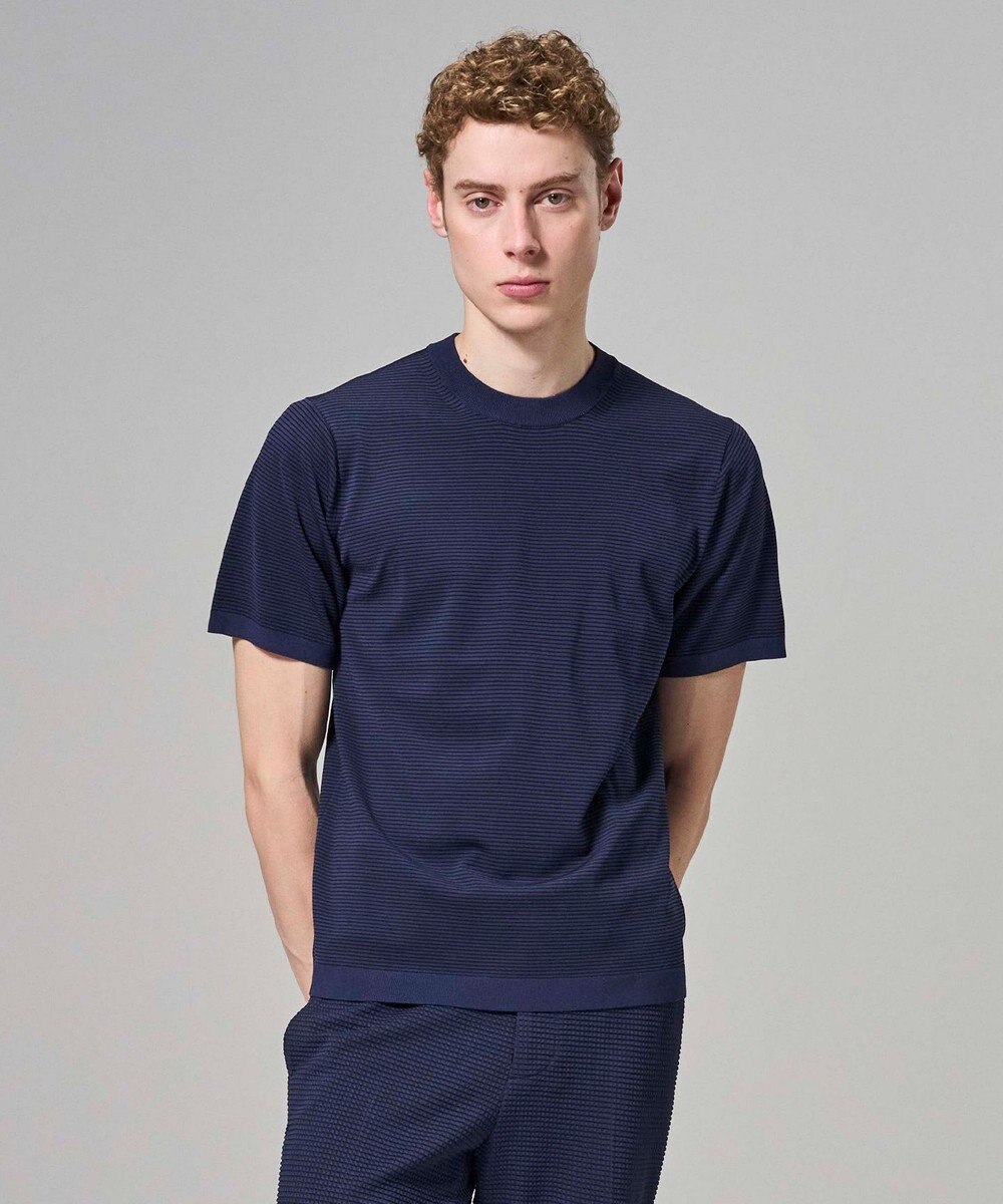 JOSEPH HOMME 【新柄】リュクスレーヨンボーダー　クルーネック半袖ニット 