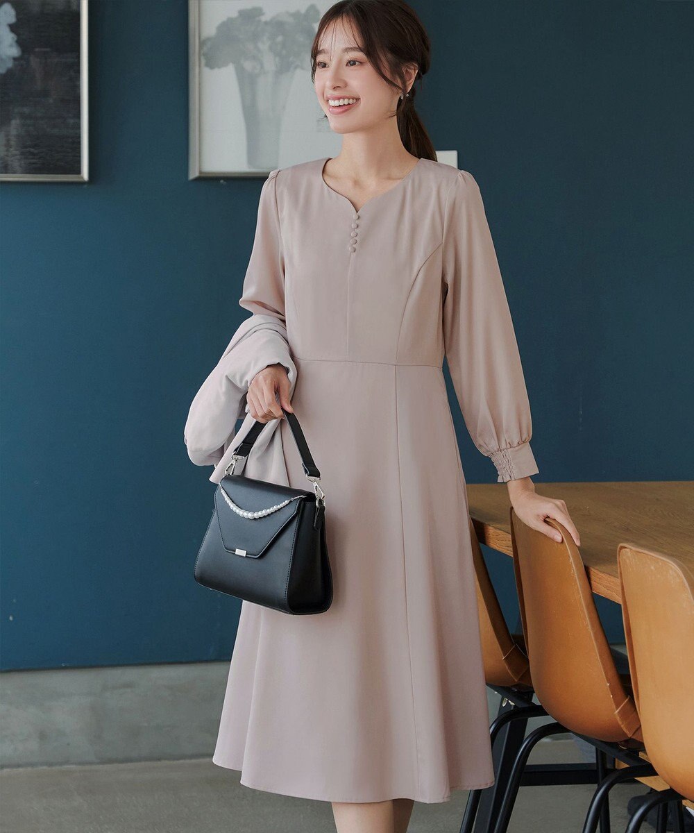 Tiaclasse 【セレモニー・XSサイズ追加・新色追加】ハートネックくるみ釦ワンピース 