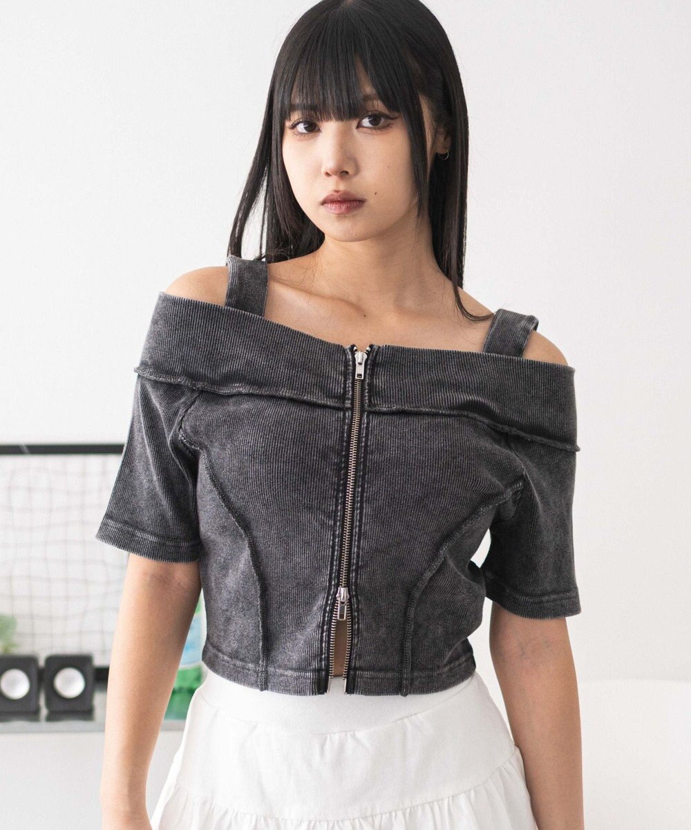 WEGO オフショルWジップトップス 