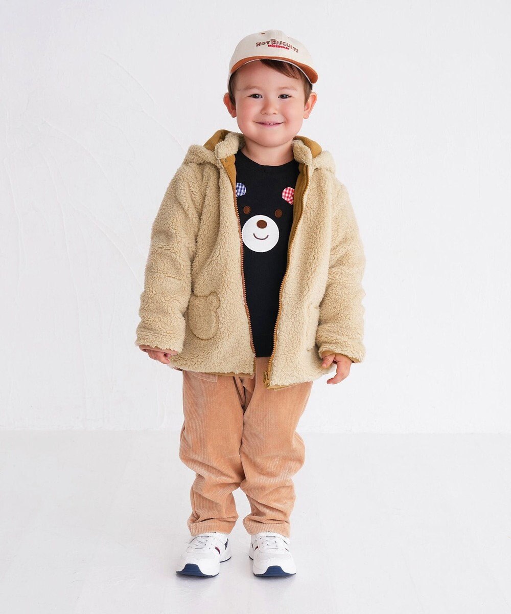 MIKI HOUSE HOT BISCUITS 【70-110cm】 もこくま顔ドン ボアジャンパー 