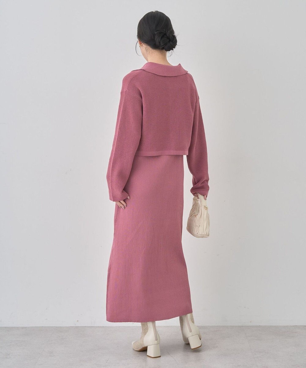 earth music&ecology ＳＥＴ２点襟付きカーディガン＋ニットワンピース 