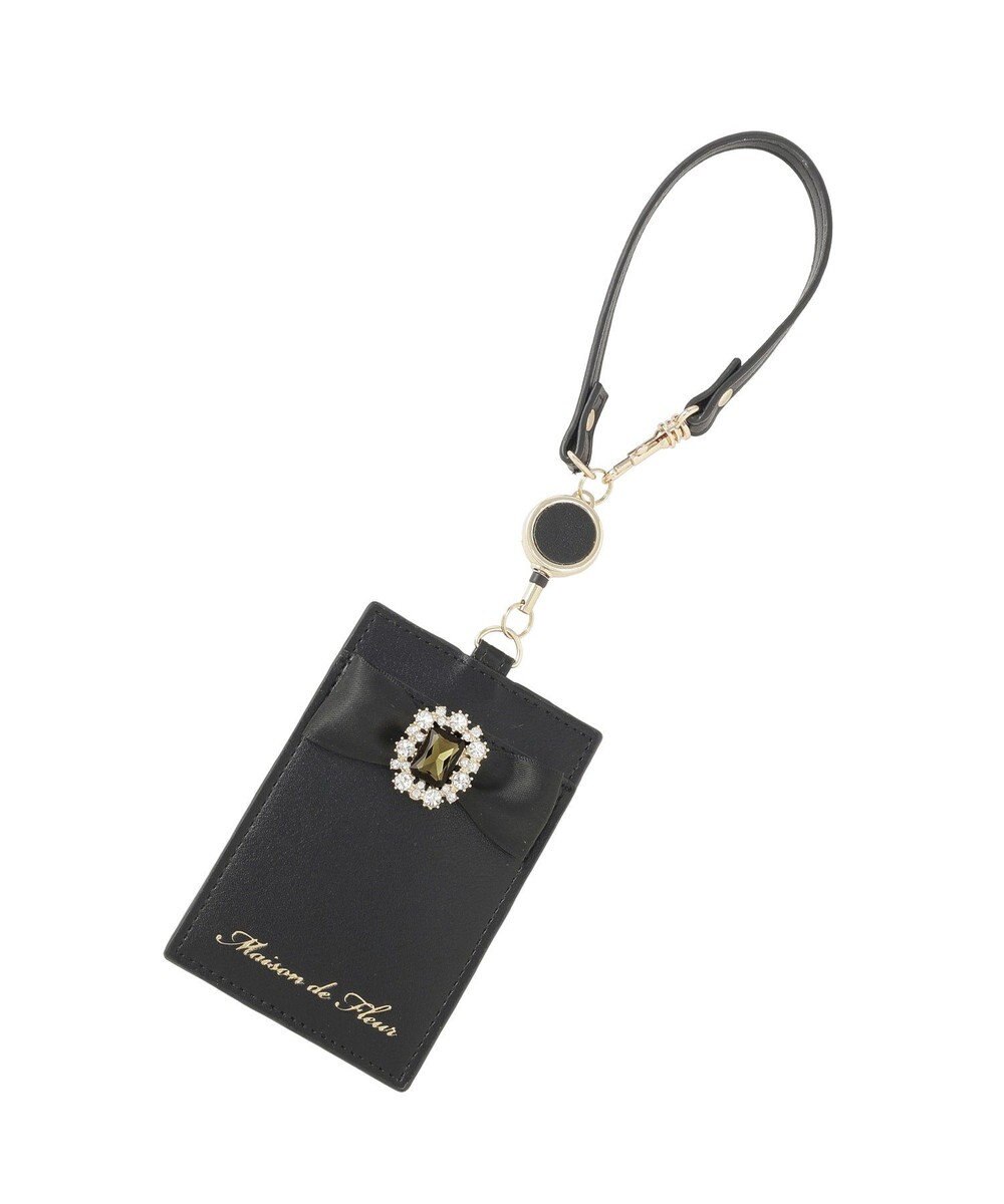 Maison de FLEUR リール付きビジューリボンパスケース 