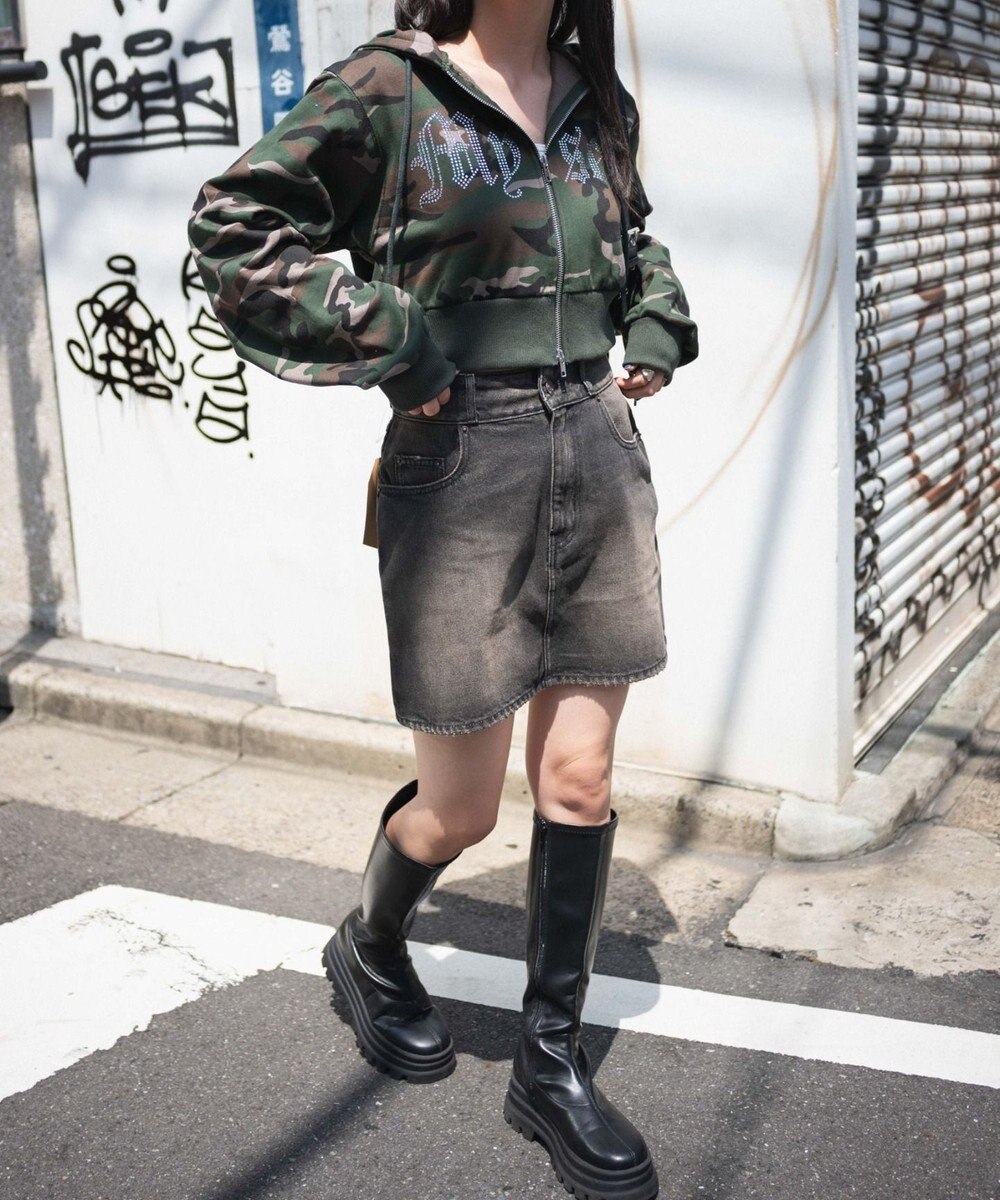 WEGO ラインストーンWジップショートパーカー 