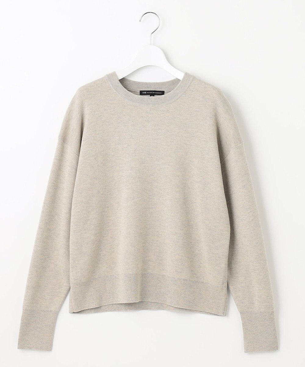 23区 L 【洗える】コットンウール クルーネック プルオーバー 