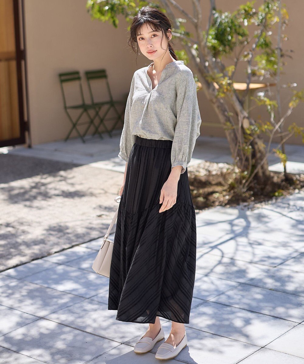 ANY L 【手洗い可能】ヨーロピアンリネンスキッパーネックブラウス 