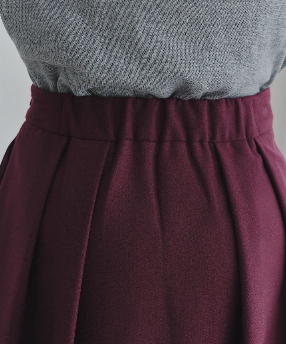Tiaclasse 【新色追加・洗える】ウール調タックフレアスカート 