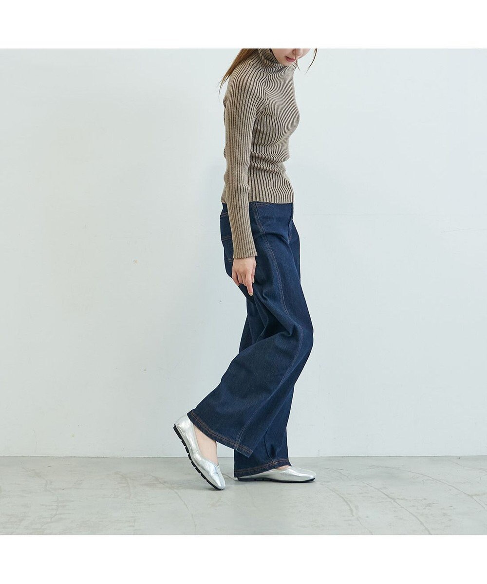 MODE ET JACOMO <carino>スクエアトゥ切り替えデザインフラットパンプス 